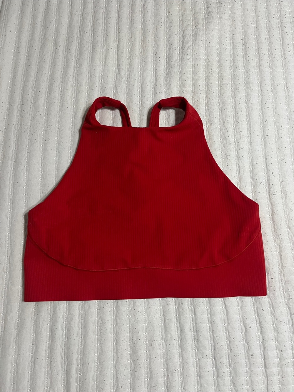 Peloton Red Ribbed High-Neck Crop Top